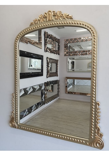Ayna Denizi Lady Shiny Gold Model Platin Altın Renk Dekoratif Ayna Altın