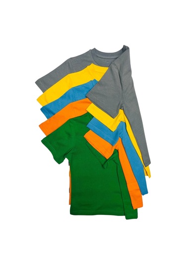 Çocuk Basic T-shirt Kız Erkek Unisex %100 Pamuk 5'li Paket Ek-4