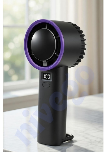 Lcd Göstergeli 1200mah Şarj Edilebilir Bataryalı Taşınabilir Mini Fan Vantilatör Pervane
