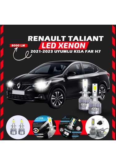 Renault Taliant 2021-2023 Kısa Far Uyumlu Şimşek Etkili Led Xenon Performance Series H7