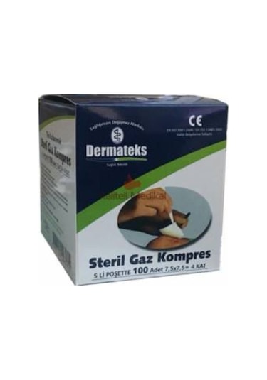 Dermateks Steril Gazlı Bez Kompres Spanç 7.5 x 7.5 CM 100 Adet