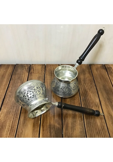 İşlemeli Bakır Tombik Cezve 7 Fincanlık