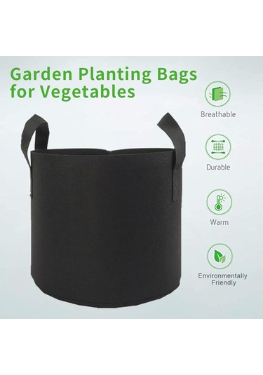 Padalink Siyah Doku Bitki Yetiştirme Çantaları - Sebze Fidanı Bahçe Bitkileri İçin 5 Adet 25x25x30cm