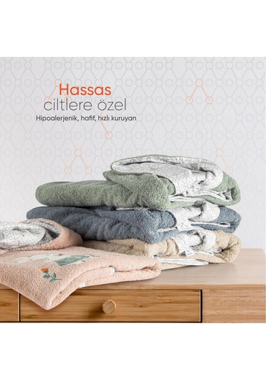 Gezenbebe Hero Kahraman Kapüşonlu Havlu Bebek Çocuk Pançosu Mavi