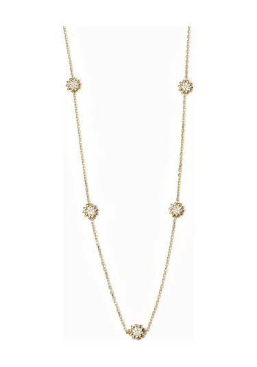 14 Ayar Altın Kaplama Zarif Çiçekli Gümüş Kolye - Cns00623 Altın