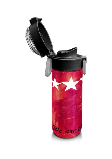 Coral High Kids Sarı Kırmızı 5 Yıldız Aslan Taraftar Desenli Pipetli Ve Direkt İçim Çelik Termos 500 Ml 31792 Sarı - Kırmızı