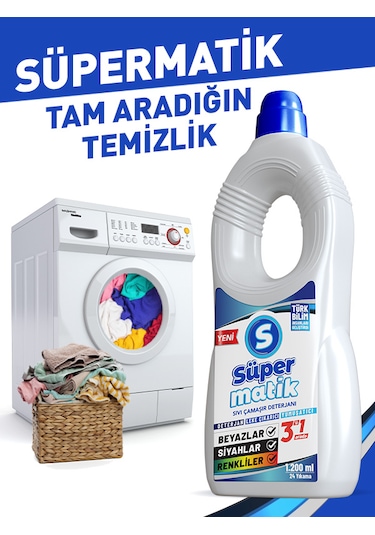 Süpermatik 3'ü 1 Arada Sıvı Çamaşır Deterjanı 1200 ML