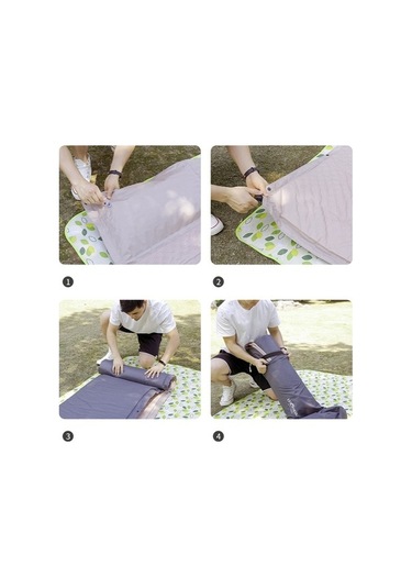 Wondernest Yatağı Yastıklı Şişme Kamp Yatağı Qd-8718 Otomatik Mavi Mat Levoryeou Kişilik Hava Yatağı Açık Gök Ekleme 66x192cm 3cm Altın