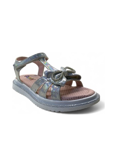 516 Kız Çocuk Taşlı Sandalet Gümüş