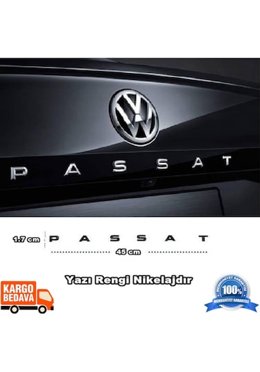Vw Passat Bagaj Yazısı 45Cm X 1.7Cm Plastik B5-B6-B7-Cc-B8 Uyumlu