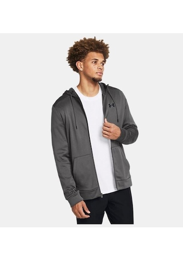 Under Armour Fleece Tam Fermuarlı Kapüşonlu Üst Gri