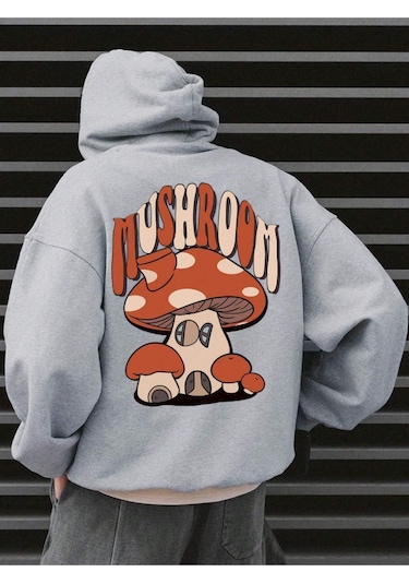 Altamira Unisex Mushroom Baskı Kapüşonlu Sweatshirt 001