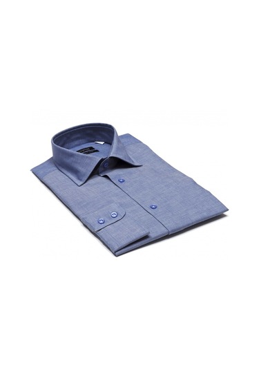 Pıngomlek Kensıngton Chambre Mavi Cepsiz Pensli Erkek Gömlek İndigo