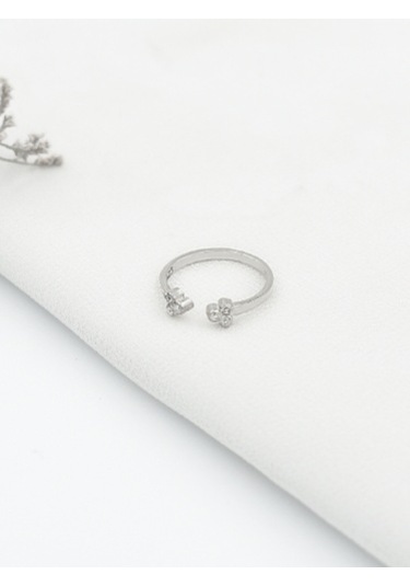 Brezza Lusso Jewelry Ziron Taşlı Kadın Gümüş Yüzük Ayarlanabilir Gümüş