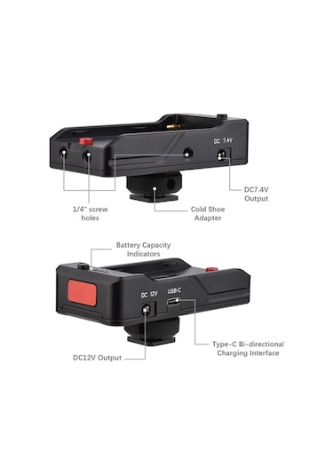 Besthome1 Np-f550/750/970 Pil Şarj Adaptörü - Type-c Çift Yönlü Şarj, Dc12v/7.4v Çıkış, Isıtımlı Ayakkabı Ve 1/4 Vida Desteği