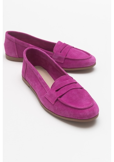 Luvishoes F02 Fuşya Süet Kadın Babet Fuşya