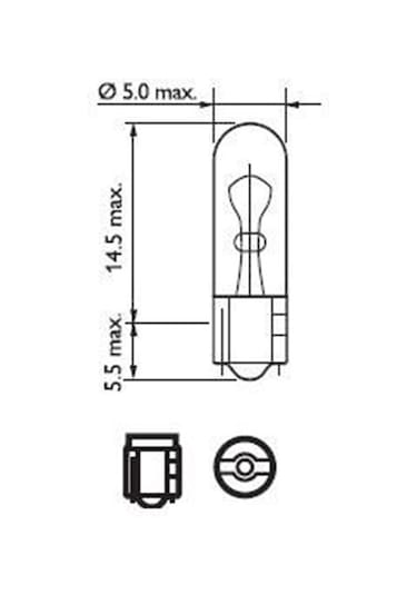 Philips W1.2W Tip - 1.2Watt Küçük Dipsiz Ampul Seti 12516 B2