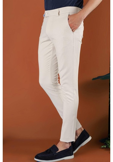P 1120 Slim Fit Krem Spor Pantolon Krem