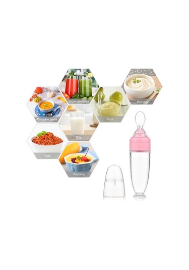 Flybuy Vkemall Bebek Besleme Kaşığı - Silikon Emzikli Yemek Dağıtıcı, Seyahat & Günlük Kullanım İçin Mavi/pembe/sarı/ Sarı