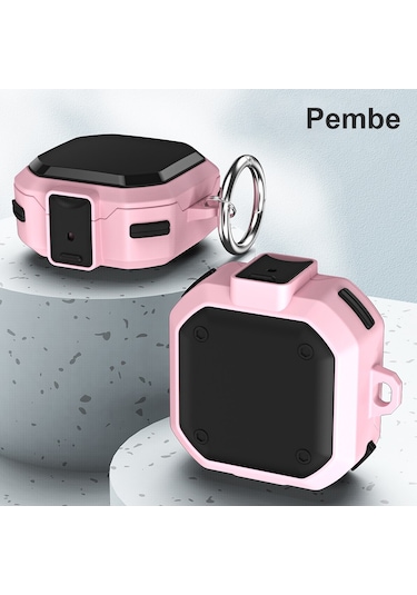 Microsonic Samsung Galaxy Buds 2 Pro Kılıf Darbeye Dayanıklı Sert Koruyucu + Askılık Pembe