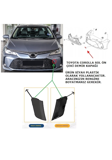Toyota Corolla Ön Çeki Demir Kapağı E210 Kasa 2019 Ve Sonrası