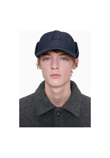 A.p.c Tommie Baseball Cap Yün Ve Denim Unisex Şapka Lacivert 60