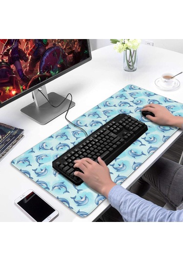 Dolphin Büyük Oyun Mouse Pad 31.5x15.7 Inch,masaüstü, Dizüstü Ve Kablosuz Fare İçin-a19