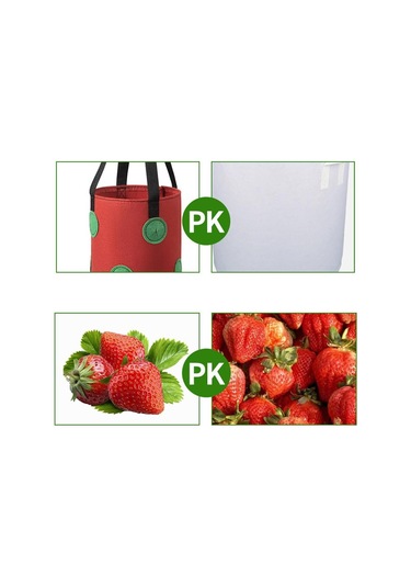 3 Galon Topsy Turvy Domates Ekici, 12 Delikli Asma Çilek Ekici, Nefes Alabilen Çilek Kumaş Sebzeler İçin Çantalar Yetiştirin 3 Paket