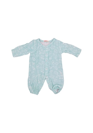 Beberotti Baskılı Organik Bebek Tulumu 259 Turkuaz