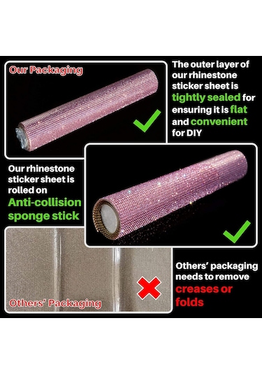 Tenfowee Kırmızı Taşlı Otomatik Yapışkan Sticker, 9.4x15.8 İnç, 19440 Adet Taş, Hediye Kutusu Paketi Pembe
