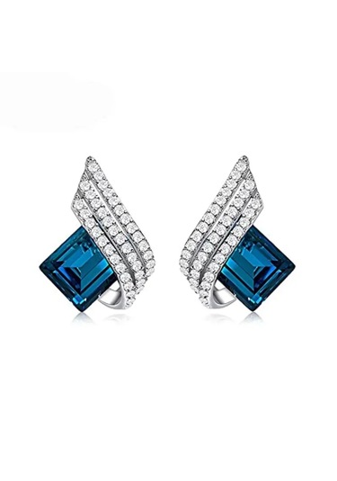 Lüks Mavi Melek Kanatları Kolye Seti Gümüş Kaplama Gümüş