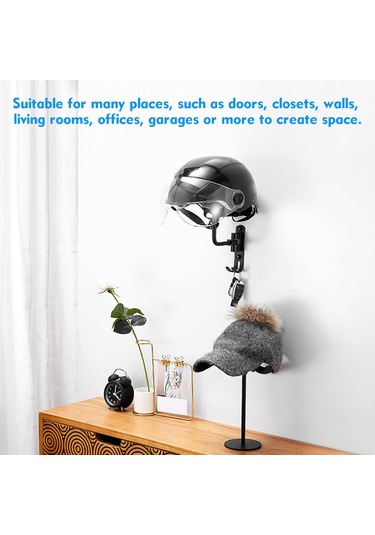 Xindoker Duvar Veya Masa Üstü Motosiklet Kask Tutucu - Çift Kanca, 180 Döner, Katlanabilir - Kask, Palto, Basketbol Ve Daha Fazlası İçin Alüminyum Tasarım