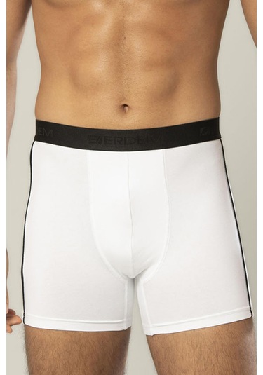 Erdem Beyaz Pamuk Elastan Uzun Boxer 1417 Beyaz