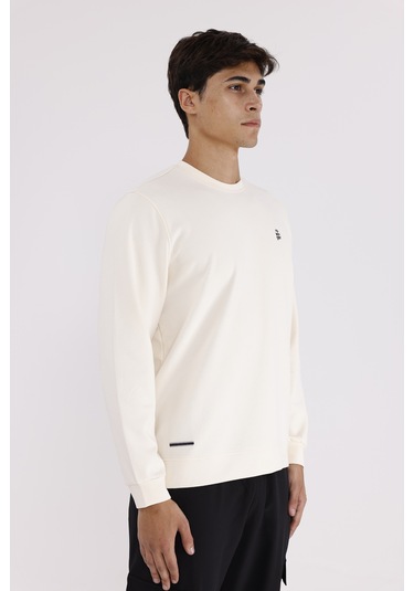 Rowinger Modal Karışımlı Yumuşak Dokulu Rahat Kalıp Esnek Kullanım Sunan Sweatshirt Ecru