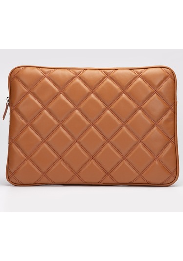 Kapitone Laptop Kılıfı 15.6 & 16 İnç Taba