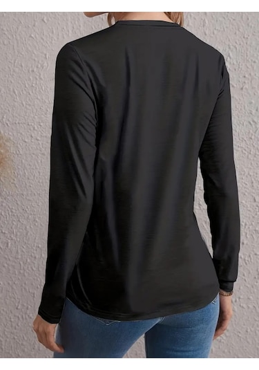 Leyla Sanat Sanata Yeni Bir Bakış Açısı Kadın Uzun Kollu Bisiklet Yaka Kalp Desenli Bluz Siyah