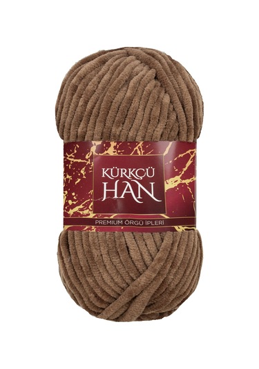 Kadife Örgü İpi 50gr %100 Polyester Yumuşak Pofuduk Orta Kahverengi