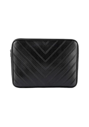Notebook Laptop Apple Uyumlu MacBook Çantası Suni Deri 15.6" İnç - 800-düz Siyah
