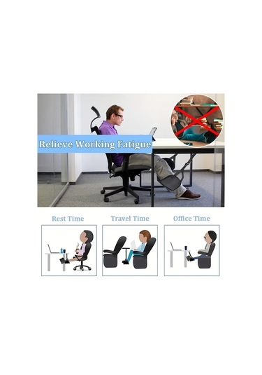 Elmpaly 1 Adet Sert Tabanlı Ayak Askılı Uçak Ayaklığı Ayarlanabilir Ayak Yatağı Seyahat İçin İdeal Destek Plakalı Kalın Hafıza Köpük Dolgulu -