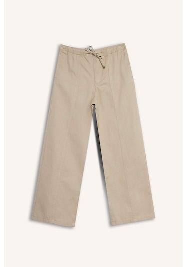 Defacto Kız Çocuk Wide Leg Geniş Paça Pamuklu Pantolon F0444a825aubg310 Bej