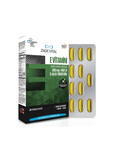 Zade Vital E Vitamini Blister 30 Kapsül