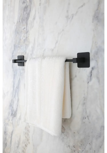 Primesegment Yapışkanlı Krom Banyo Havluluk Siyah