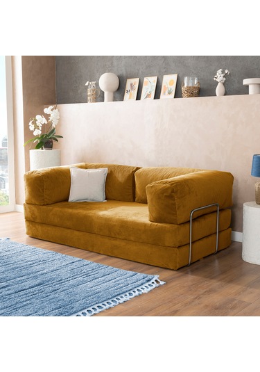 Argimo Godila Çok Amaçlı Sofa Çift Kişilik Yatak Koltuk Hardal