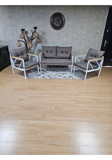Beyaz Boyalı Bahçe - Balkon - Mutfak Çay Seti Takımı Bahçe Koltuk 001