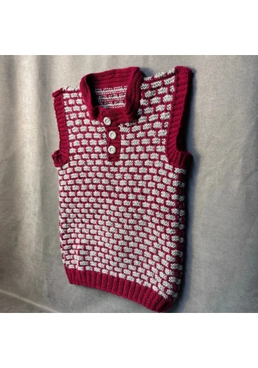 Uretti - Tuğba 9352 - El Örgüsü Gri - Bordo Erkek Çocuk Süveter - 7 -8 Yaş Çok Renkli