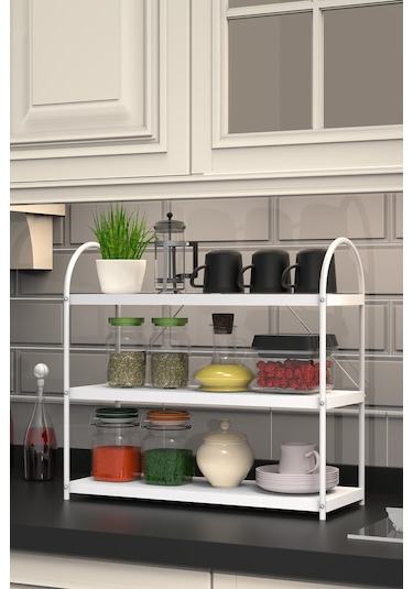 Bello Mutfak Rafı Tezgah Üstü 3'lü Oval 50 Cm Beyaz-beyaz Beyaz-beyaz