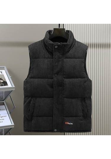 Erkek Ceket Sonbahar Sıcak Pamuk Kalın Ceket Erkek Kış Artı Boyutu Giyim Erkek Yelek Siyah