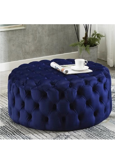 Deccostil Kapitoneli Yuvarlak Kapitoneli Puf/Orta Sehpa