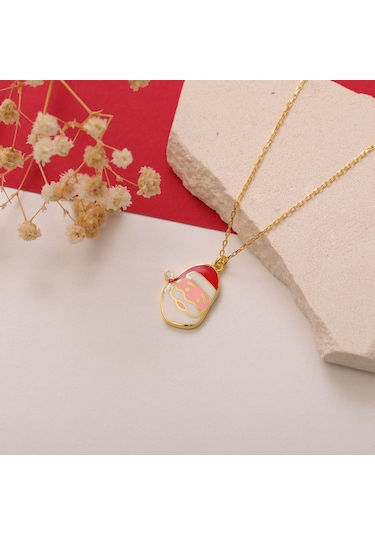 925 Ayar Gümüş Yılbaşı Hediyesi Noel Baba Kolye Gold