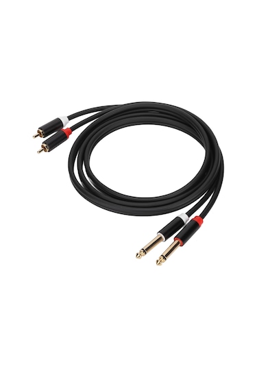 Tenfowee 1.5m Pvc Bakır Çekirdekli Dual Rca Erkekden Dual Ts 6.35mm Mono Ses Kablosu - Alüminyum Kasa, Çift Katmanlı Gövdeleme, Gold Kaplama - Cd/dvd, Mikser, Güç Amfi Bağlantısı
